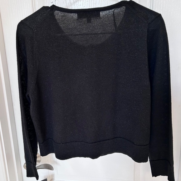 Black Ellen Tracy Cropped Sweater with Metallic Flecks, Size L, NWT - Picture 2 of 4